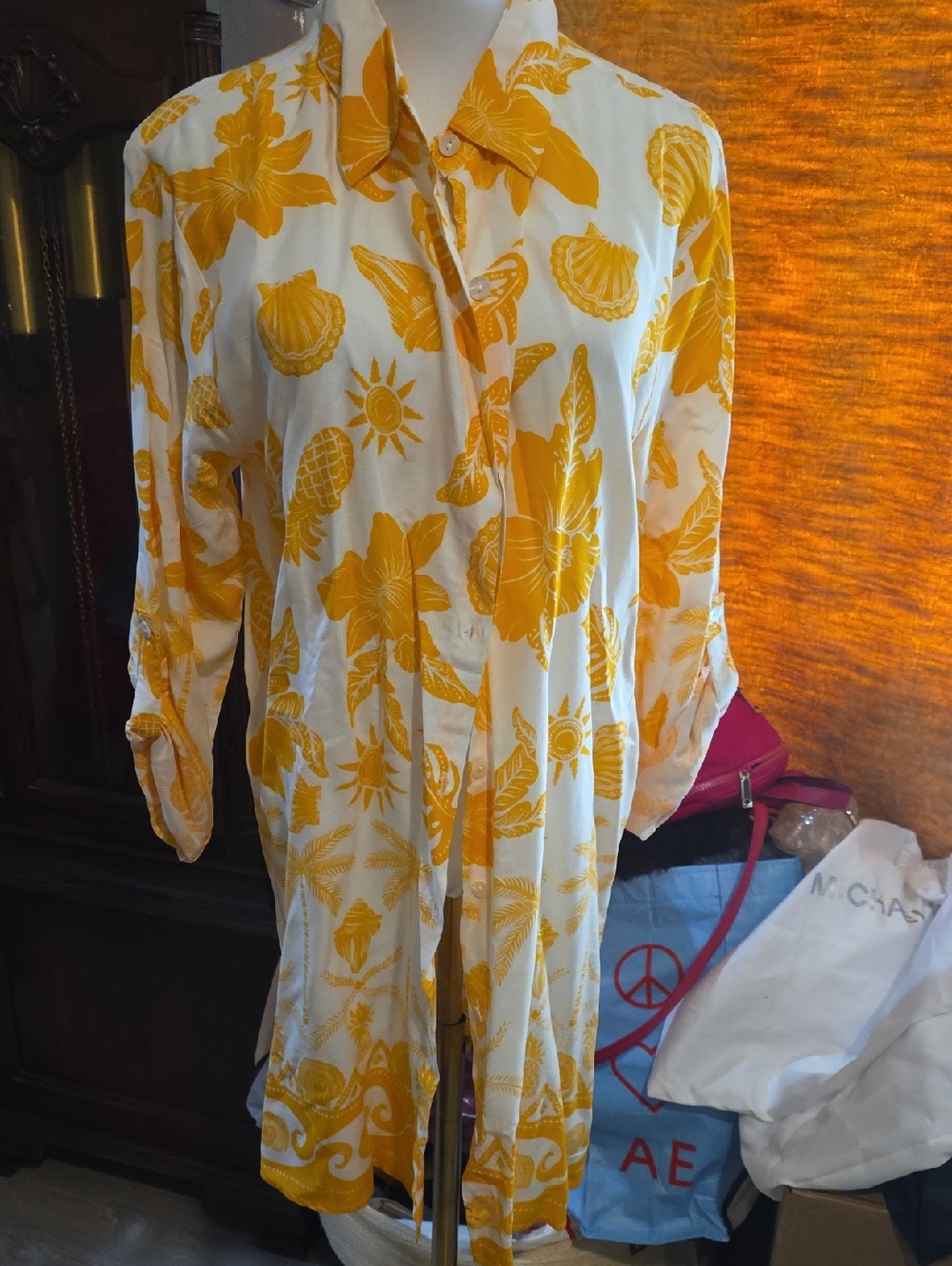Collection B Yellow Floral Button-Up Shirt